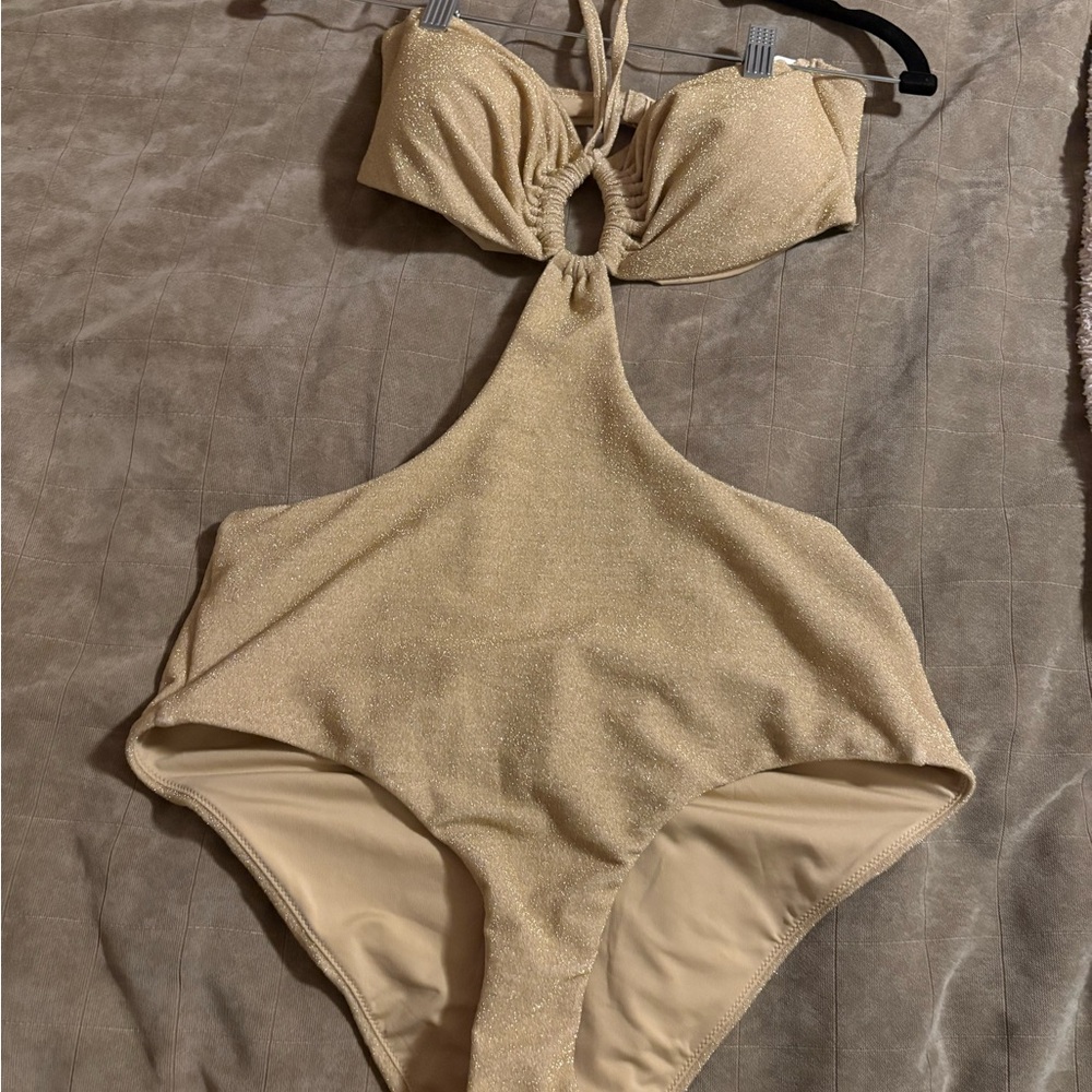 Elegant Gold Women's One-Piece Swimsuit